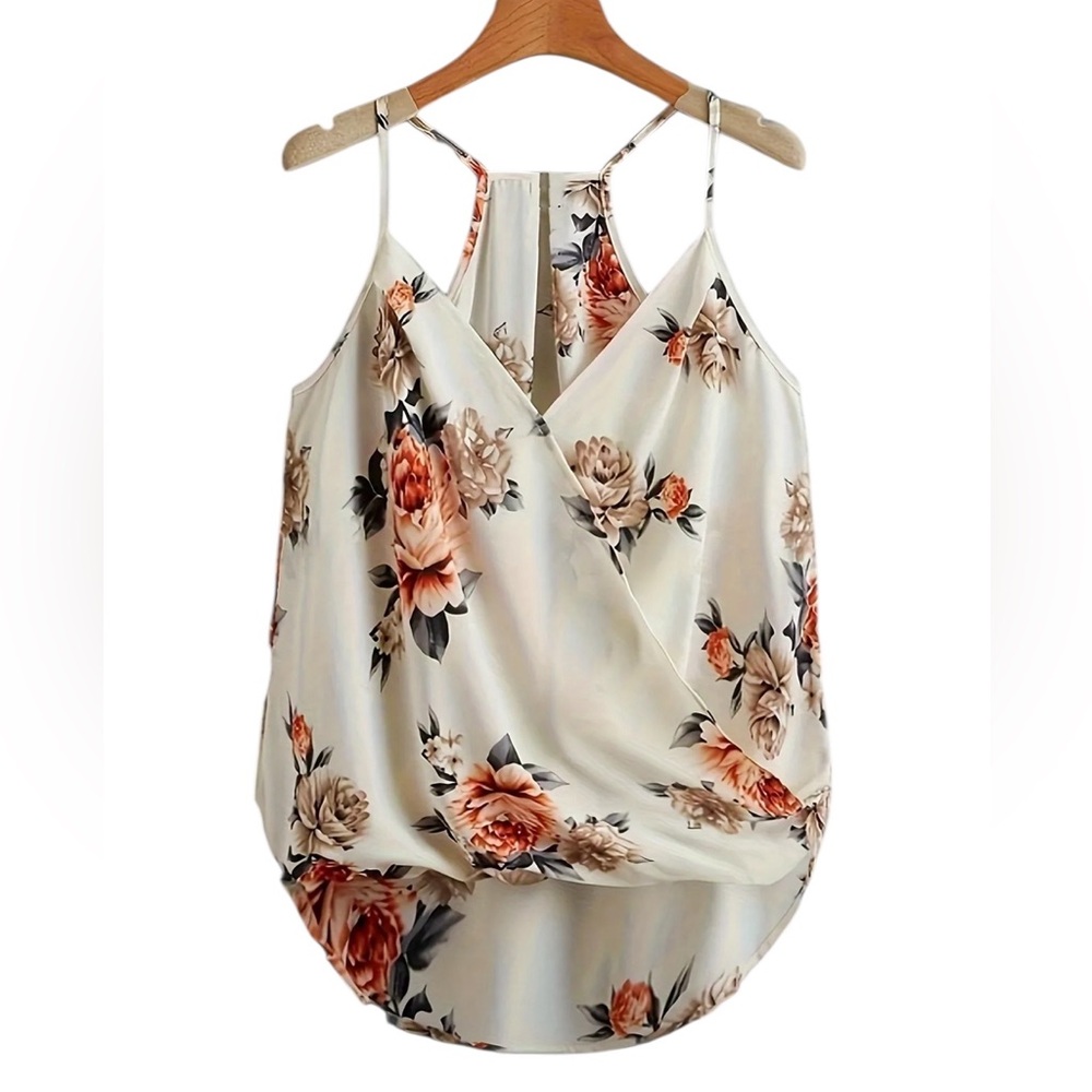 Women’s Floral Spaghetti Strap Tank Top - Picture 1 of 2